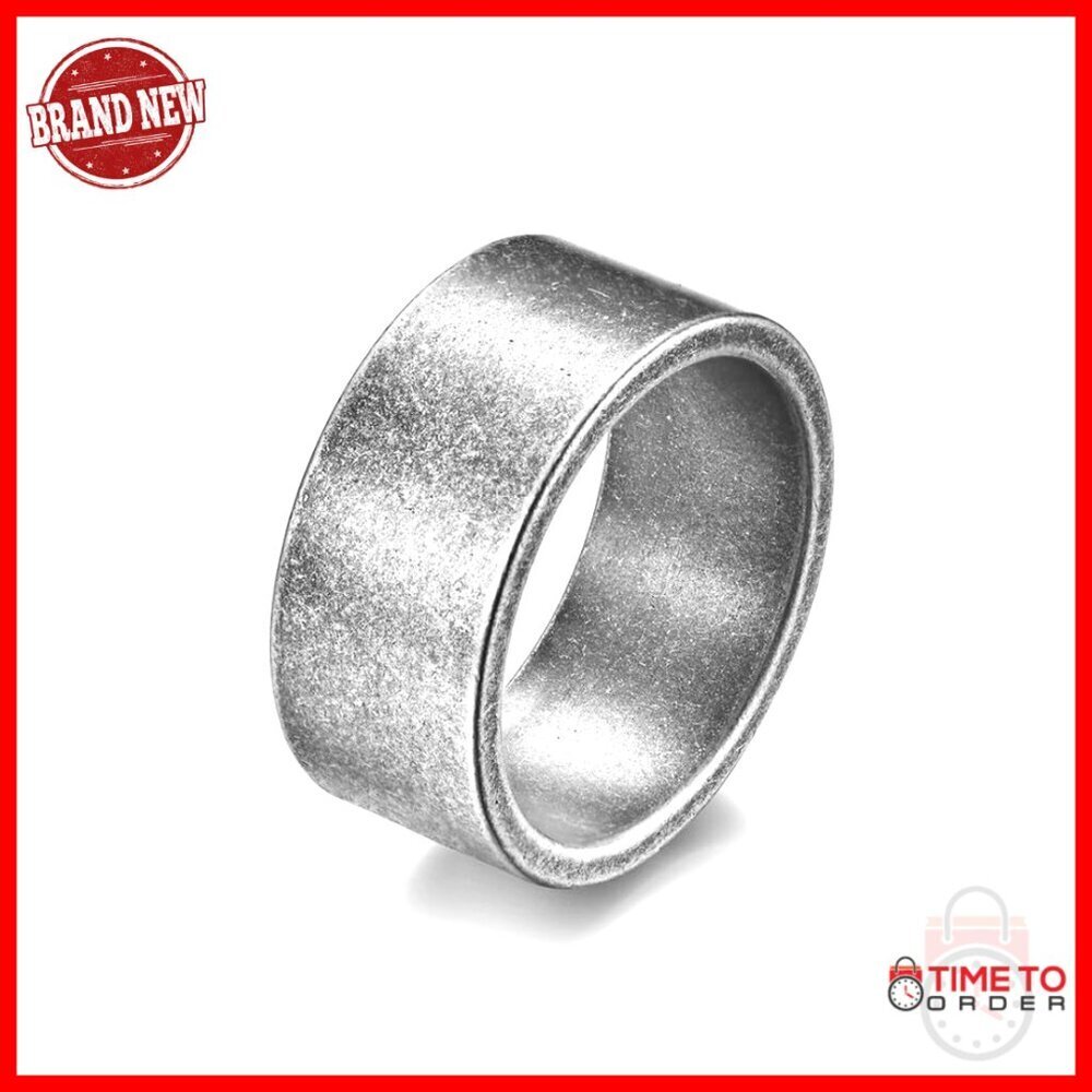 Men's 10mm Wide Matte Brushed Stainless Steel Wedding Band Ring Size 11